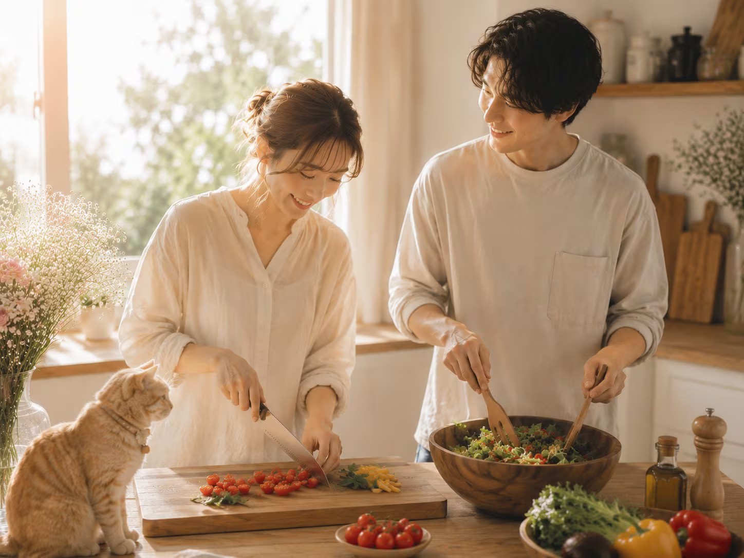 ふたりで料理を楽しむ、新しい暮らしのキッチン